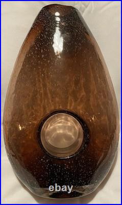 Grand Vase Donut Vintage en Verre Soufflé Bullicante Améthyste 28 cm 1kg 600