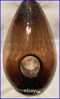 Grand Vase Donut Vintage en Verre Soufflé Bullicante Améthyste 28 cm 1kg 600