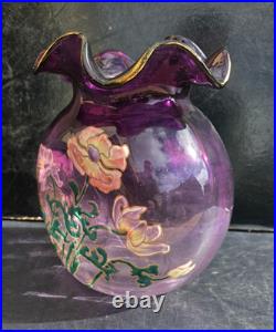 Grand Vase Émaillé Legras Lamartine St Denis Art Nouveau 1900 Ht. 23cm