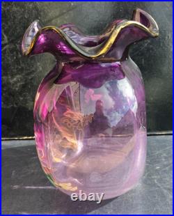 Grand Vase Émaillé Legras Lamartine St Denis Art Nouveau 1900 Ht. 23cm