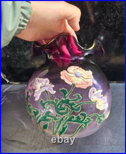 Grand Vase Émaillé Legras Lamartine St Denis Art Nouveau 1900 Ht. 23cm