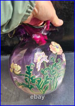 Grand Vase Émaillé Legras Lamartine St Denis Art Nouveau 1900 Ht. 23cm
