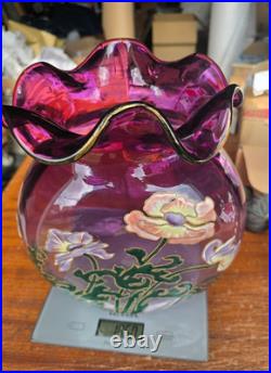 Grand Vase Émaillé Legras Lamartine St Denis Art Nouveau 1900 Ht. 23cm