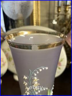 Grand Vase En Verre Emaille Et Dore Decor Muguet