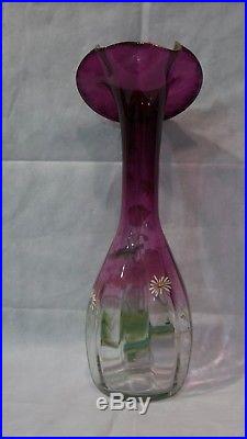 Grand Vase Legras Montjoye Verre Émaillé Décor Floral Pavots Fin 19 Eme A719