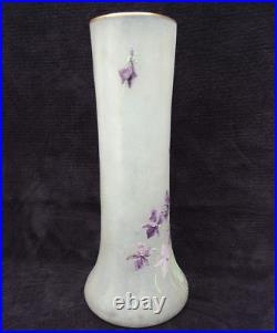 Grand Vase Legras émaillé décor violettes art nouveau verrerie Montjoye n1