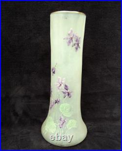 Grand Vase Legras émaillé décor violettes art nouveau verrerie Montjoye n1