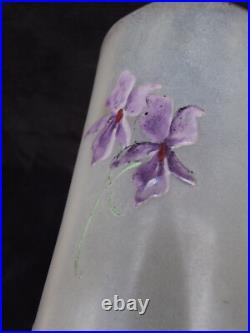 Grand Vase Legras émaillé décor violettes art nouveau verrerie Montjoye n1
