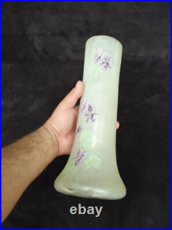 Grand Vase Legras émaillé décor violettes art nouveau verrerie Montjoye n1