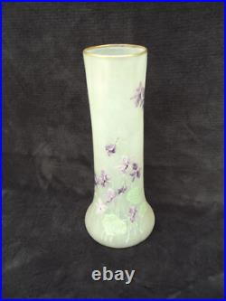 Grand Vase Legras émaillé décor violettes art nouveau verrerie Montjoye n1