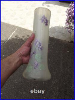 Grand Vase Legras émaillé décor violettes art nouveau verrerie Montjoye n1