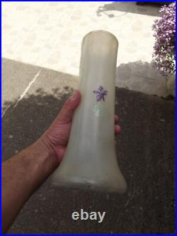 Grand Vase Legras émaillé décor violettes art nouveau verrerie Montjoye n1