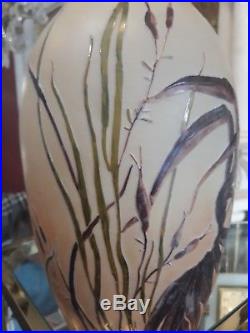 Grand Vase Pâte De Verre Dégagé A L'acide Signé Legras 37cm