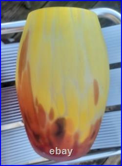 Grand Vase Pte De Verre Marmoréen Muller Frères Luneville