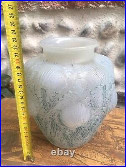 Grand Vase Vert Bleu RENÉ LALIQUE (1860-1945) DOMRÊMY DIT VASE AUX CHARDONS