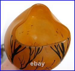 Grand Vase émaillé Legras signé Décor Paysage d'hiver Enneigé H33,3 cm Grand Vase émaillé Legras signé Décor Paysage d'hiver Enneigé H33,3 cm