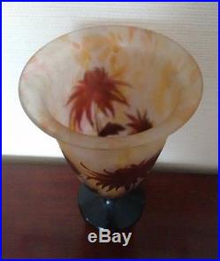 Grand et beau vase Daum Nancy aux dalhias Art nouveau 33 cm Galle