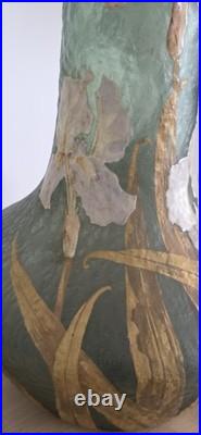 Grand vase Art Nouveau en verre émaillé et doré Iris Mont Joye -Legras 50cm Grand vase Art Nouveau en verre émaillé et doré Iris Mont Joye -Legras 50cm