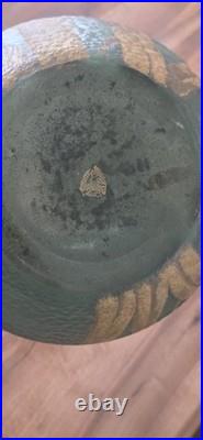 Grand vase Art Nouveau en verre émaillé et doré Iris Mont Joye -Legras 50cm