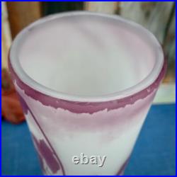 Grand vase Art Nouveau verre multicouche Pantin décor floral papillon 45 cm Impo