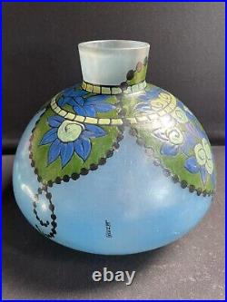 Grand vase Art déco Verrerie de Leune (1861-1930)