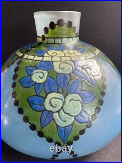 Grand vase Art déco Verrerie de Leune (1861-1930)