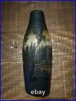Grand vase D'argental paysage Paul Nicolas Art Nouveau scenic french cameo glass