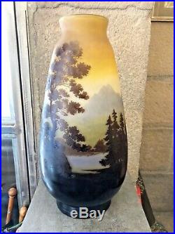 Grand vase Emile GALLE décor Vosgien 45,5 cm
