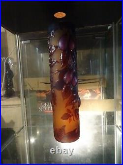 Grand vase GALLE aux prunes 35 x 9 cm