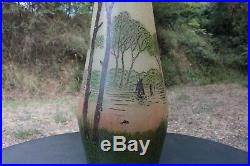 Grand vase Soliflore 41 cm en verre émaillé LEGRAS