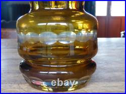 Grand vase en Cristal de Bohême Overlay blanc et jaune forme originale H 32.2 CM