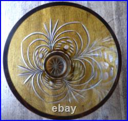 Grand vase en Cristal de Bohême Overlay blanc et jaune forme originale H 32.2 CM