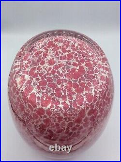 Grand vase en cristal soufflé moucheté coloré rose blanc signé La Rochère XXème