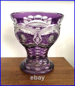 Grand vase en cristal taillé doublé violet 19,5 cm Couleur Overlay Table Fleurs