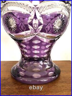 Grand vase en cristal taillé doublé violet 19,5 cm Couleur Overlay Table Fleurs