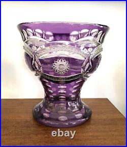 Grand vase en cristal taillé doublé violet 19,5 cm Couleur Overlay Table Fleurs