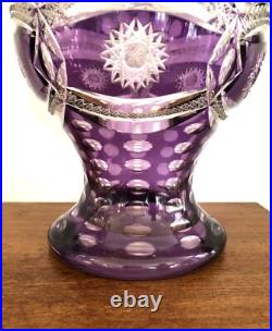 Grand vase en cristal taillé doublé violet 19,5 cm Couleur Overlay Table Fleurs