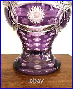 Grand vase en cristal taillé doublé violet 19,5 cm Couleur Overlay Table Fleurs