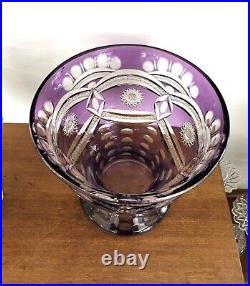 Grand vase en cristal taillé doublé violet 19,5 cm Couleur Overlay Table Fleurs