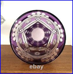 Grand vase en cristal taillé doublé violet 19,5 cm Couleur Overlay Table Fleurs