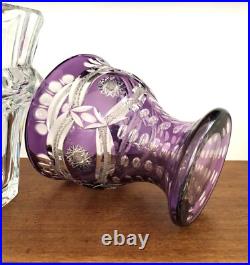 Grand vase en cristal taillé doublé violet 19,5 cm Couleur Overlay Table Fleurs