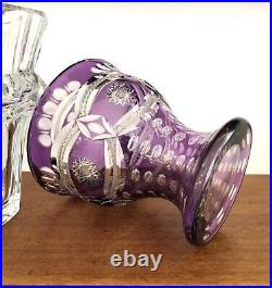 Grand vase en cristal taillé doublé violet 19,5 cm Couleur Overlay Table Fleurs