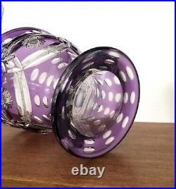 Grand vase en cristal taillé doublé violet 19,5 cm Couleur Overlay Table Fleurs