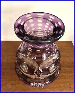 Grand vase en cristal taillé doublé violet 19,5 cm Couleur Overlay Table Fleurs