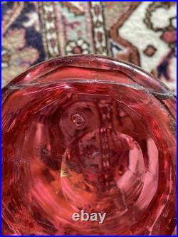 Grand vase en verre soufflé émaillé Art Nouveau à décor floral Bel état Rare