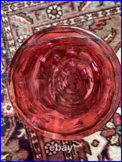 Grand vase en verre soufflé émaillé Art Nouveau à décor floral Bel état Rare