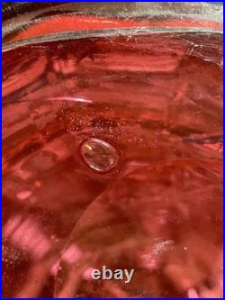 Grand vase en verre soufflé émaillé Art Nouveau à décor floral Bel état Rare