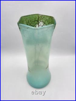 Grand vase en verre soufflé émaillé à décor lacustre d'Été de Legras début XXème