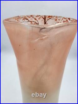 Grand vase en verre soufflé émaillé décor forêt d'Automne de Legras début XXème