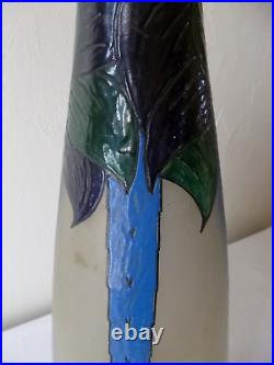Grand vase verre émaillé VERRERIE DE LEUNE ART DECO